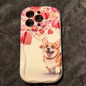 Corgi Heart Balloon Phone Case - Pink and White